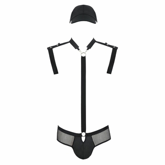 Комплект эротического мужского белья Passion 038 SET JOHN L/XL Black, боди, кепка, numer zdjęcia 4