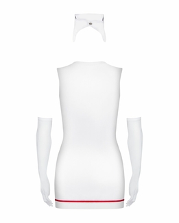 Эротический костюм медсестры Obsessive Emergency dress S/M, white, платье, стринги, перчатки, чепчик, numer zdjęcia 4