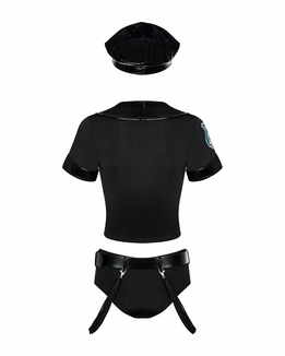 Эротический костюм полицейского Obsessive Police set S/M, black, топ, шорты, кепка, пояс, портупея, numer zdjęcia 4