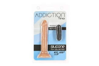 Фаллоимитатор ADDICTION Tino 5.25″ Silicone Dildo, присоска, диаметр 1,9 см, вибропуля в подарок, фото №6