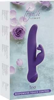 Вибратор-кролик Touch by SWAN - Trio Purple, сенсорное управление, ротация, диаметр 3,8 см, numer zdjęcia 8