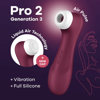 Вакуумный клиторальный стимулятор Satisfyer Pro 2 Generation 3 with Liquid Air Wine Red, photo number 3