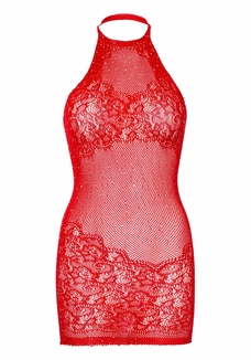 Платье-сетка со стразами Leg Avenue Rhinestone halter mini dress Red, открытая спина, one size, numer zdjęcia 12