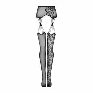 Эротические колготки-бодистокинг Obsessive Garter stockings S821 S/M/L, имитация чулок и пояса для ч, numer zdjęcia 6