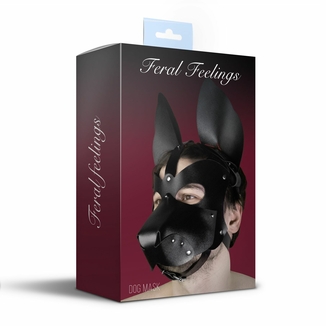 Кожаная маска cобаки 2в1 Feral Feelings, съемная морда, фото №4
