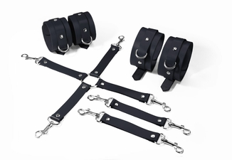 Набор для БДСМ 3 в 1 Feral Feelings BDSM Kit 3 Black, black, наручники, поножи, крестовина, numer zdjęcia 2