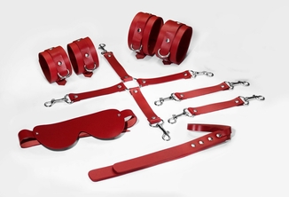 Набор Feral Feelings BDSM Kit 5 Red, наручники, поножи, крестовина, маска, паддл, фото №2