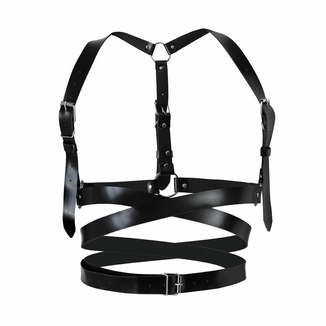 Кожаная портупея Art of Sex - Melani Leather harness, Черная L-2XL, фото №2
