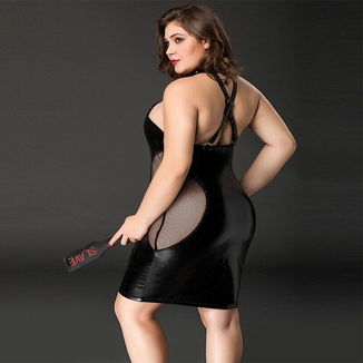 Эротическое платье JSY «Соблазнительная Мила» Plus Size Black, прозрачные вставки, стрепы, халтер, фото №5