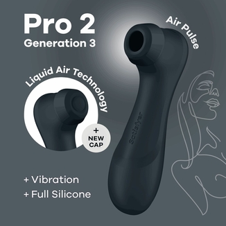Вакуумный клиторальный стимулятор Satisfyer Pro 2 Generation 3 with Liquid Air Dark Grey, фото №2