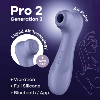 Вакуумный клиторальный стимулятор Satisfyer Pro 2 Generation 3 with Liquid Air Connect App Lilac, numer zdjęcia 2