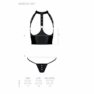 Комплект белья с открытой грудью Passion GENEVIA SET WITH OPEN BRA L/XL black, корсет, стринги, numer zdjęcia 6