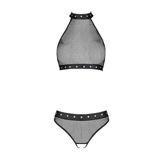 Белье с открытым доступом Passion MOONLIGHT SET L/XL black топ, стринги, фото №4