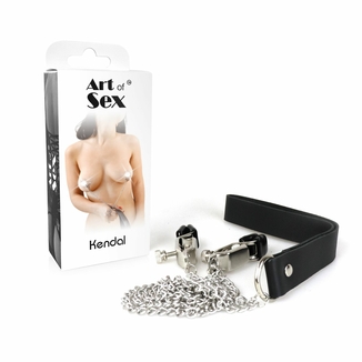 Зажим с поводком на металлической цепочке для сосков Art of Sex – Kendal, фото №5