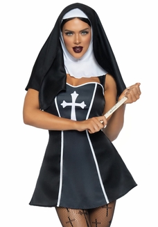 Костюм монашки Leg Avenue Naughty Nun XS, платье, головной убор, фото №2