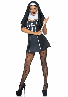 Костюм монашки Leg Avenue Naughty Nun XS, платье, головной убор, фото №4