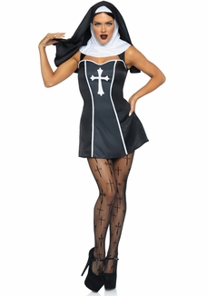Костюм монашки Leg Avenue Naughty Nun S, платье, головной убор, фото №5