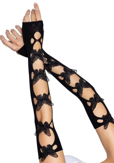 Митенки Leg Avenue Butterfly applique arm warmers Black, бабочки, фото №2