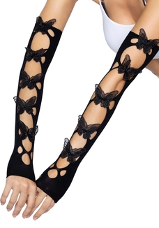 Митенки Leg Avenue Butterfly applique arm warmers Black, бабочки, фото №3