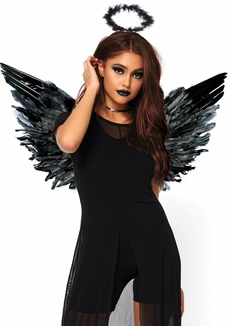 Крылья черного ангела Leg Avenue Angel Accessory Kit Black, крылья, нимб, photo number 2