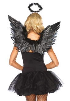 Крылья черного ангела Leg Avenue Angel Accessory Kit Black, крылья, нимб, photo number 3