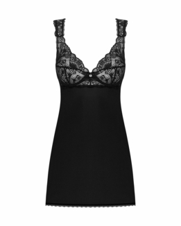 Сорочка бэби-долл с кружевом на груди Obsessive Donna Dream babydoll XL/2XL Black, стринги, фото №4