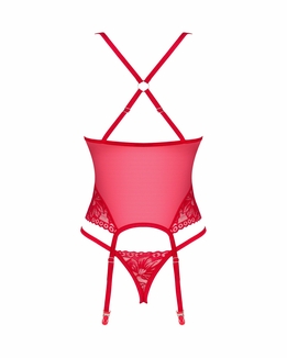 Прозрачный корсет Obsessive Lacelove corset XS/S Red, кружево, подвязки для чулок, numer zdjęcia 5