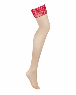 Чулки под пояс с широким кружевом Obsessive Lacelove stockings XS/S, photo number 4