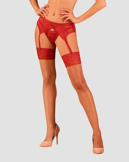 Чулки под пояс с широким кружевом Obsessive Lacelove stockings M/L, photo number 2