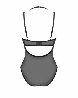 Прозрачное боди Obsessive Selinne teddy XL/2XL Black, мелкая сетка, двойные бретели, фото №5