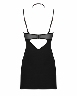 Сорочка Obsessive Selinne chemise & thong XL/2XL Black, стринги, двойные бретели, photo number 5