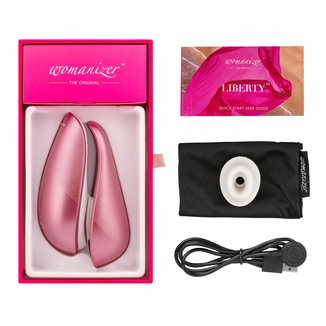 Вакуумный клиторальный стимулятор Womanizer Liberty Pink, магнитная крышка, 2 насадки, фото №7