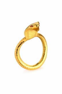 Эрекционное кольцо с головой кобры Master Series: Cobra King Golden Cock Ring, numer zdjęcia 3