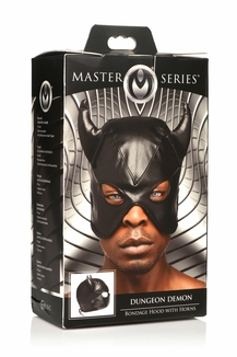 Маска с рогами Master Series: Dungeon Demon Bondage Mask with Horns, черная, photo number 10