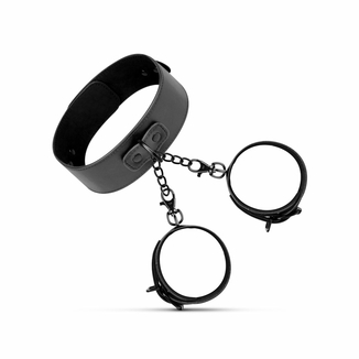 Наручники с ошейником Bedroom Fantasies: Collar & Wrist Cuffs, черные, фото №2