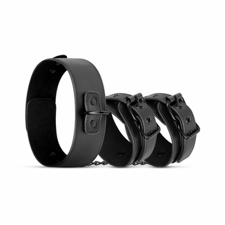 Наручники с ошейником Bedroom Fantasies: Collar & Wrist Cuffs, черные, фото №3