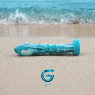 Стеклянный дилдо Gildo Ocean Wave, с силиконовым основанием, фото №8
