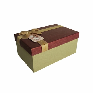 Подарочная коробка с бантом бордово-золотая, L — 29,5×22,5×13 см, фото №3