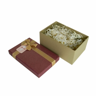 Подарочная коробка с бантом бордово-золотая, M — 25×18,5×11,5 см, фото №2