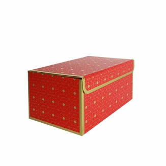 Подарочная коробка красная с золотым геометрическим рисунком, S — 20,2×14×10,5 см, photo number 2
