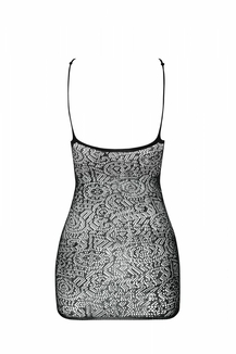 Ажурное мини-платье на тонких бретелях Passion BS096 One Size, black, плетение на груди, numer zdjęcia 5