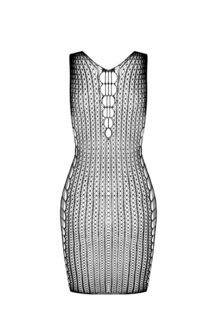 Мини-платье с вертикальным узором Passion BS097 One Size, black, плетение по бокам, фото №5