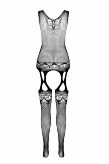Бодистокинг с плетением на груди Passion BS099 One Size, black, открытый доступ, имитация подвязок, numer zdjęcia 5
