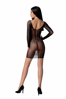 Полупрозрачное мини-платье Passion BS101 One Size, black, рукава-митенки, фото №3