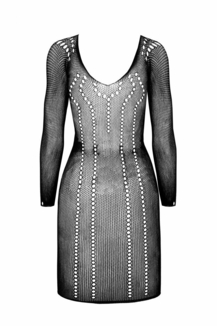Полупрозрачное мини-платье Passion BS101 One Size, black, рукава-митенки, фото №5