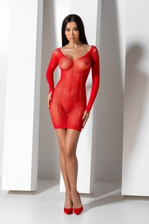 Полупрозрачное мини-платье Passion BS101 One Size, red, рукава-митенки, numer zdjęcia 9