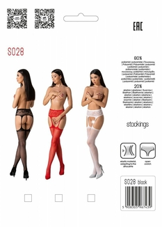 Эротические колготки-бодистокинг с тонкими подвязками Passion S028 One Size, red, открытый доступ, фото №6