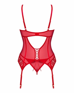 Комплект корсет и стринги Obsessive Ingridia corset & thong XS/S, красный, numer zdjęcia 5