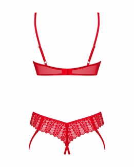 Комплект Obsessive Ingridia 2-pcs crotchless set XS/S, красный, с доступом, открытая грудь, фото №5