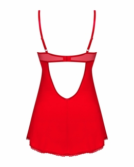 Пеньюар Obsessive Ingridia chemise & thong XS/S, красный, сорочка, стринги, фото №5
